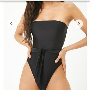 Strapless black one piece swimsuit